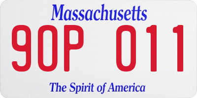 MA license plate 9OP011