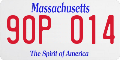 MA license plate 9OP014