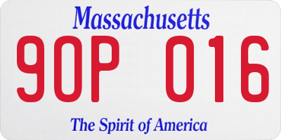 MA license plate 9OP016