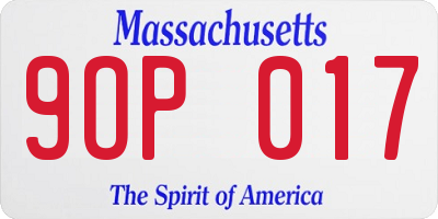 MA license plate 9OP017