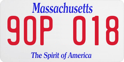 MA license plate 9OP018