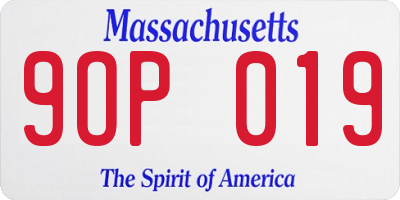 MA license plate 9OP019