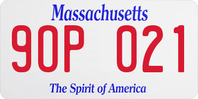 MA license plate 9OP021