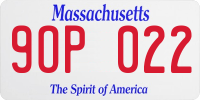 MA license plate 9OP022