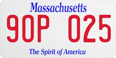 MA license plate 9OP025