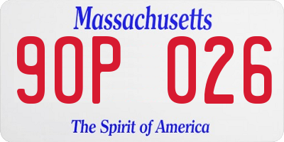MA license plate 9OP026