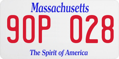 MA license plate 9OP028