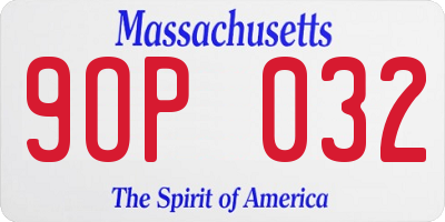MA license plate 9OP032