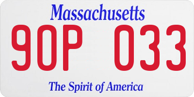 MA license plate 9OP033