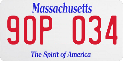 MA license plate 9OP034