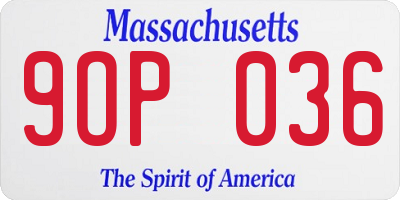MA license plate 9OP036