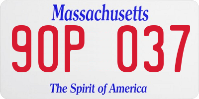 MA license plate 9OP037