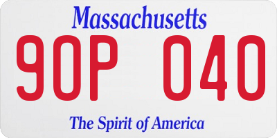 MA license plate 9OP040