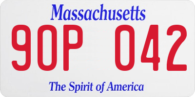 MA license plate 9OP042