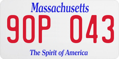 MA license plate 9OP043