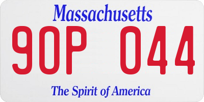 MA license plate 9OP044