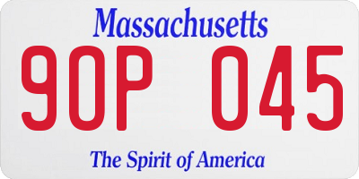 MA license plate 9OP045