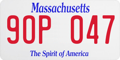 MA license plate 9OP047