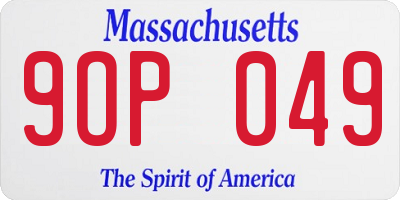 MA license plate 9OP049