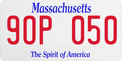 MA license plate 9OP050