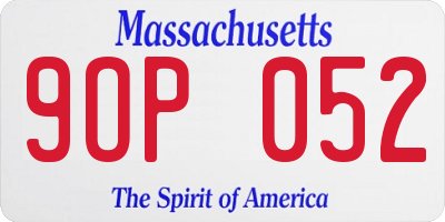 MA license plate 9OP052