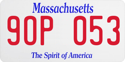 MA license plate 9OP053