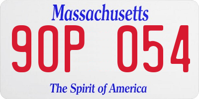 MA license plate 9OP054