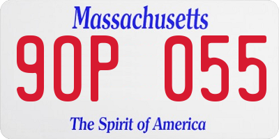 MA license plate 9OP055