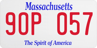 MA license plate 9OP057