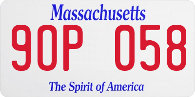 MA license plate 9OP058