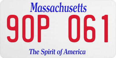 MA license plate 9OP061