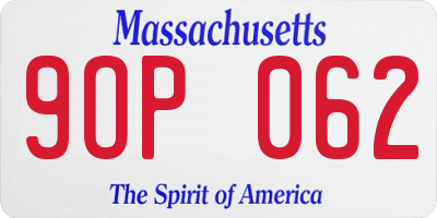 MA license plate 9OP062