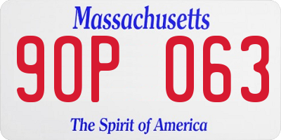 MA license plate 9OP063