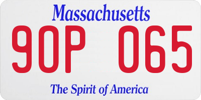 MA license plate 9OP065