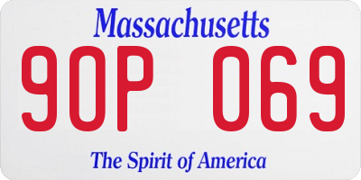 MA license plate 9OP069