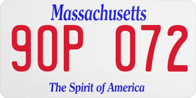 MA license plate 9OP072