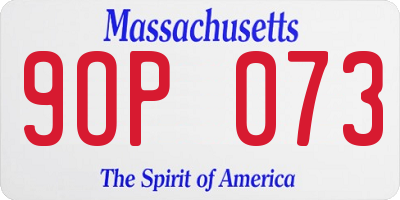 MA license plate 9OP073