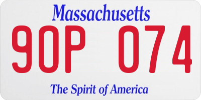 MA license plate 9OP074