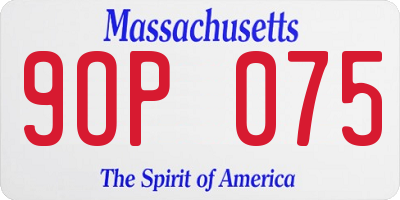 MA license plate 9OP075