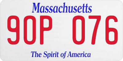 MA license plate 9OP076