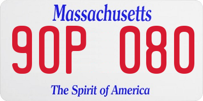 MA license plate 9OP080