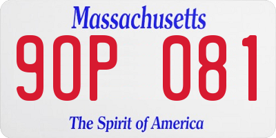 MA license plate 9OP081