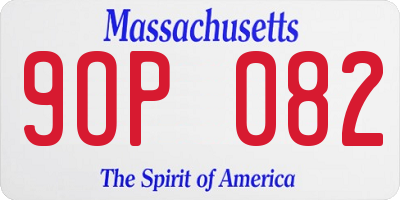 MA license plate 9OP082