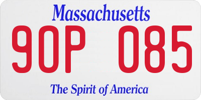 MA license plate 9OP085