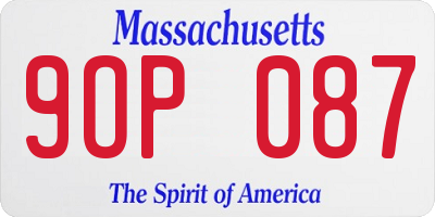 MA license plate 9OP087