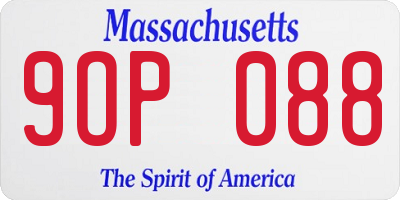 MA license plate 9OP088
