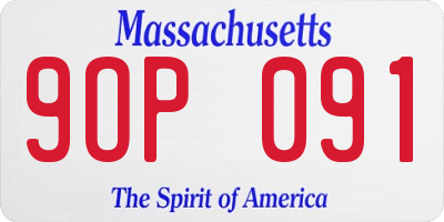 MA license plate 9OP091