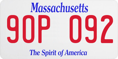 MA license plate 9OP092