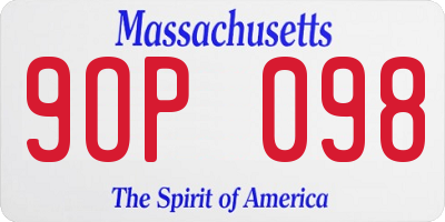 MA license plate 9OP098