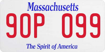 MA license plate 9OP099